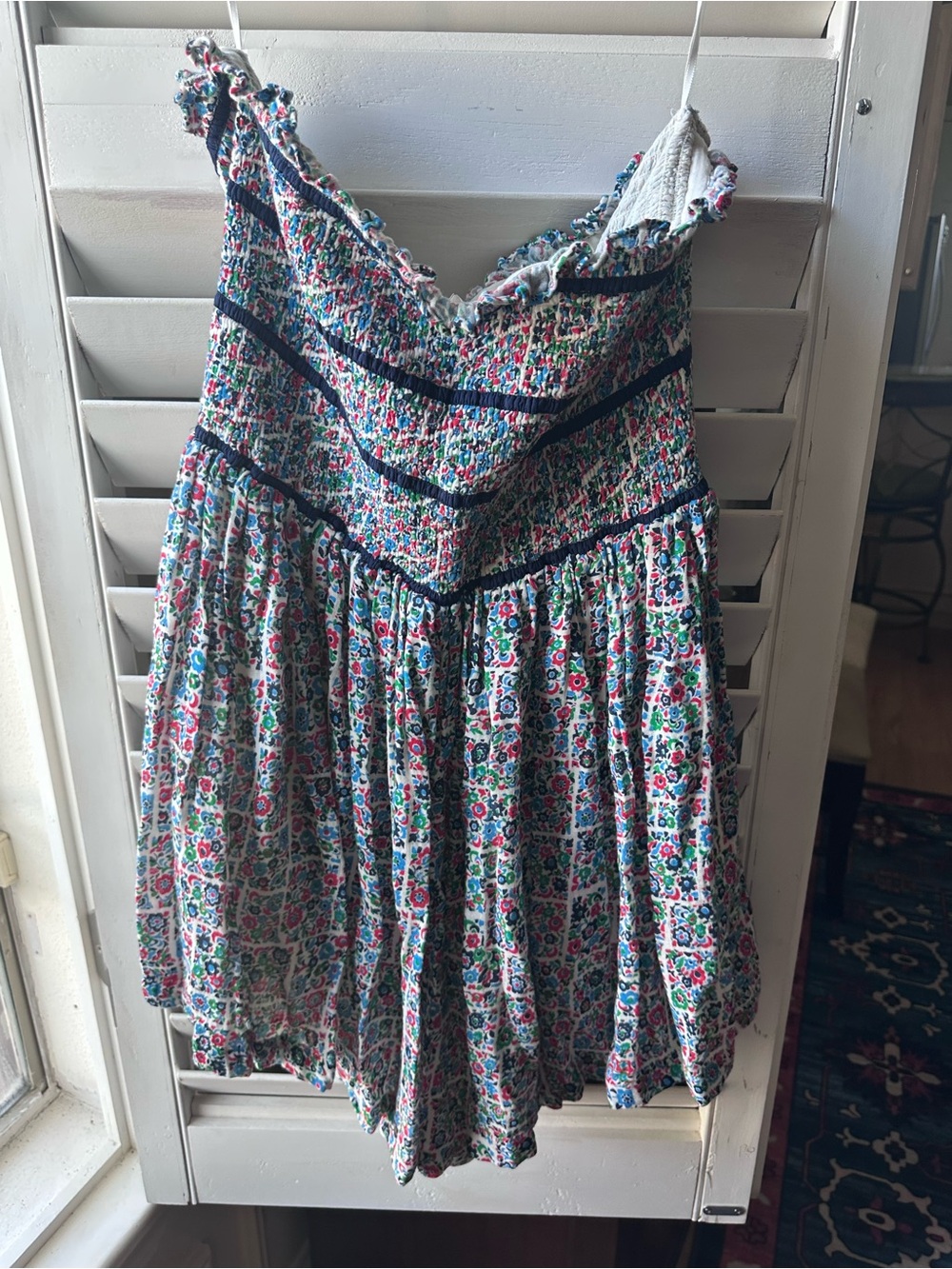 Free People Floral Multicolor Romper White, Blue, Pink, Green - Picture 7 of 7